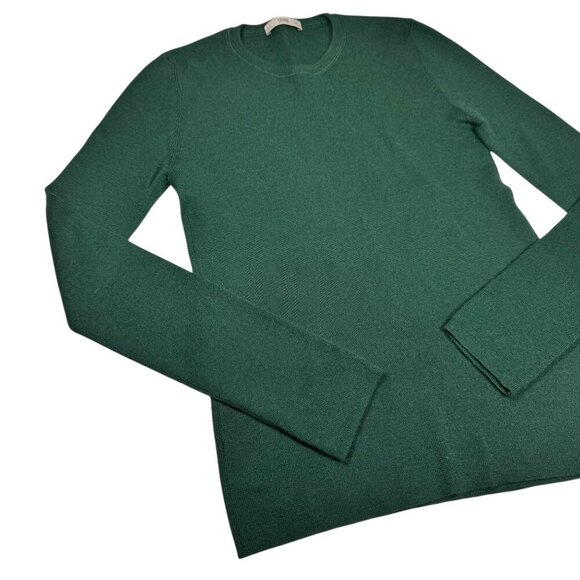 VTG Prada Silk Cashmere Sweater SZ M Green Crewneck Fitted Minimalist Designer - Picture 2 of 11